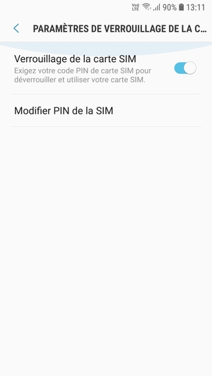 Sélectionnez Modifier PIN de la SIM