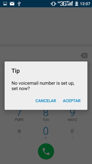 Si el correo de voz no está configurado, seleccione ACEPTAR