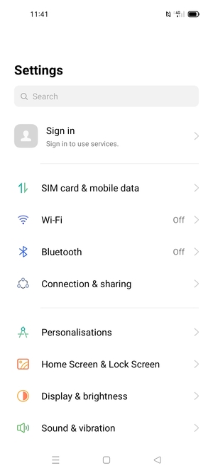 Select SIM card & mobile data