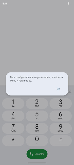 Si votre messagerie vocale n'est pas configurée, sélectionnez OK