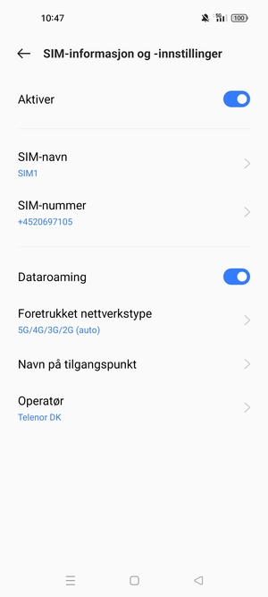 Slå Dataroaming på eller av