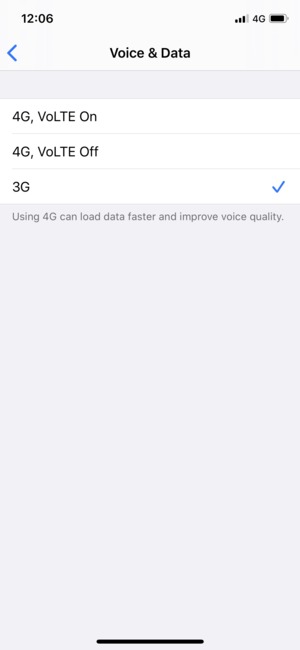 To enable 3G, select 3G
