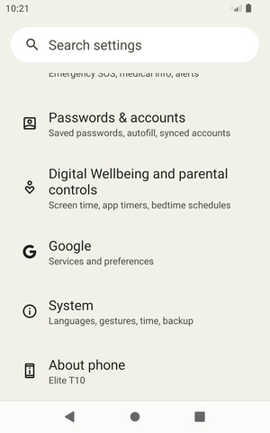 Return to the Settings menu  and select Passwords & accounts