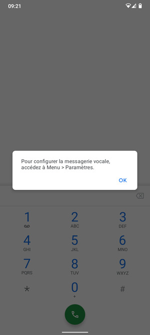 Si votre messagerie vocale n'est pas configurée, sélectionnez OK