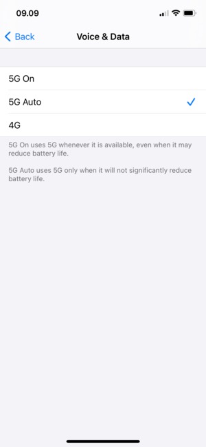 If you see this screen, select 5G Auto or 4G