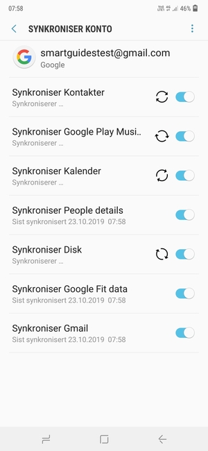 Dine kontakter fra Google vil synkroniseres til din Galaxy