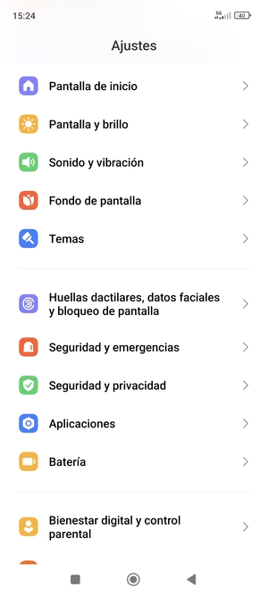 Desplácese y seleccione Huellas dactilares, datos faciales y bloqueo de pantalla