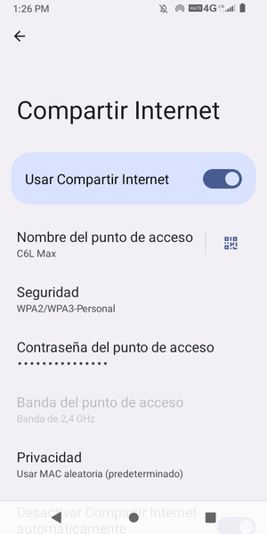 El teléfono ha sido configurado para su uso como módem