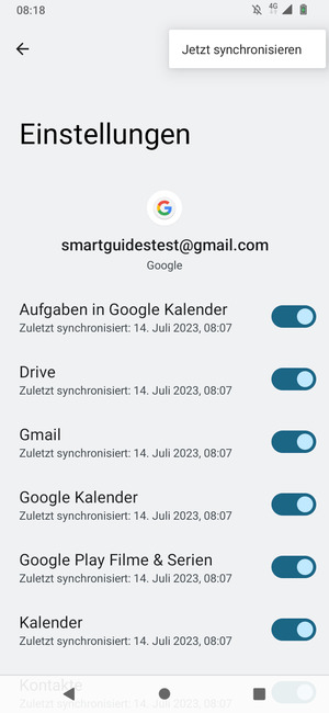 Wählen Sie Jetzt synchronisieren