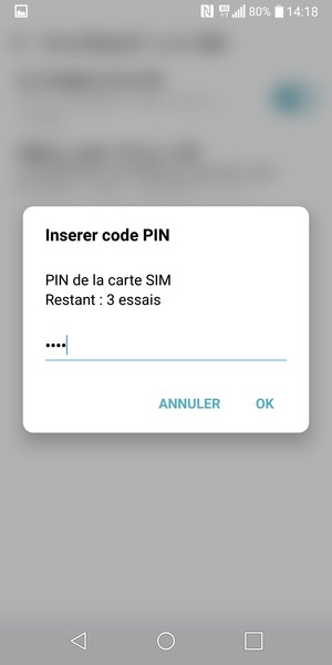 Saisissez votre PIN de la carte SIM et sélectionnez OK
