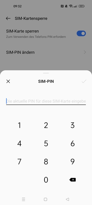 Geben Sie aktuelle PIN für die SIM-Karte ein und wählen Sie OK