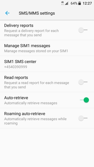 Select SMS service center / SIM SMS center