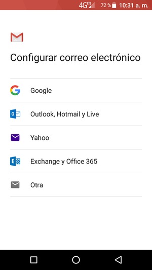 Seleccione Exchange y Office 365