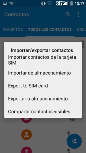 Seleccione Importar contactos de la tarjeta SIM