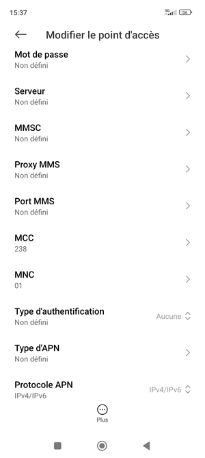 Faites défiler vers le bas et saisissez les informations MMS