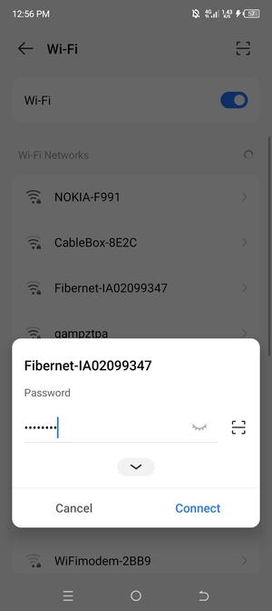 Enter the Wi-Fi password and select Connect