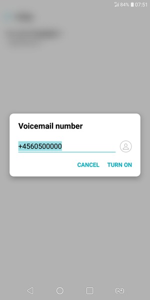 Enter the Voicemail number and select TURN ON