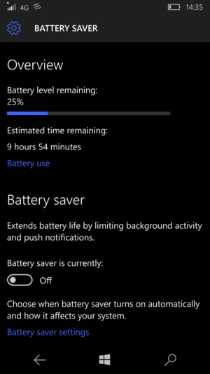 Turn on Battery saver and select Battery saver settings