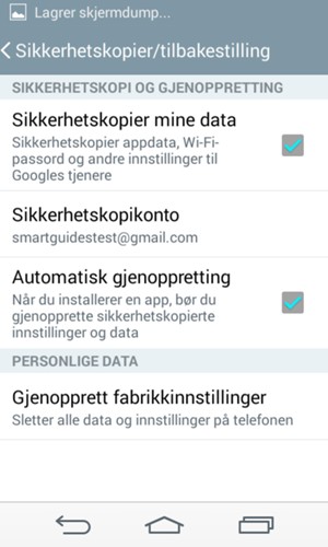 Velg Sikkerhetskopikonto