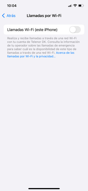 Active Llamadas Wi-Fi (este iPhone)