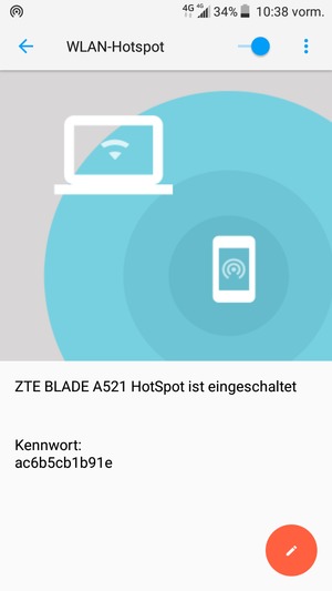 Ihr Handy ist jetzt für die Verwendung als Modem eingerichtet