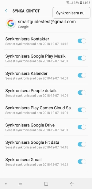 Välj Synkronisera nu