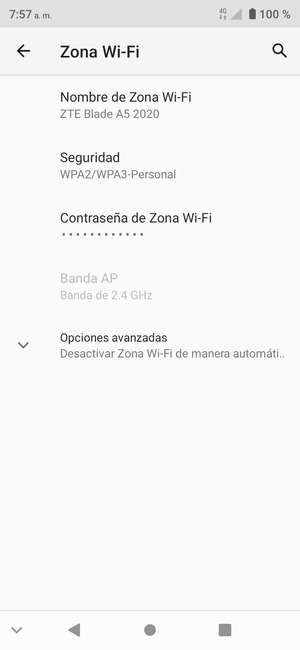 Seleccione Contraseña de Zona Wi-Fi