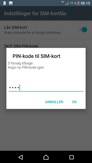 Bekræft din nye PIN-kode for SIM-kort og vælg OK