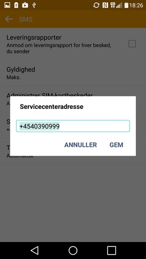 Indtast Servicecenter nummeret og vælg GEM