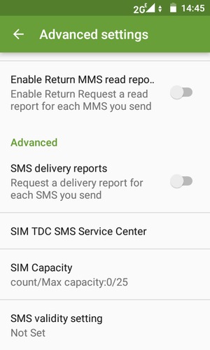 Scroll down and select SIM SMS Service Center