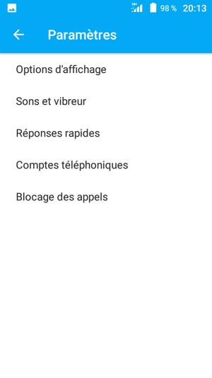 Sélectionnez Comptes téléphoniques