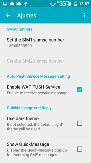 Desplácese y seleccione Set the SIM's smsc number