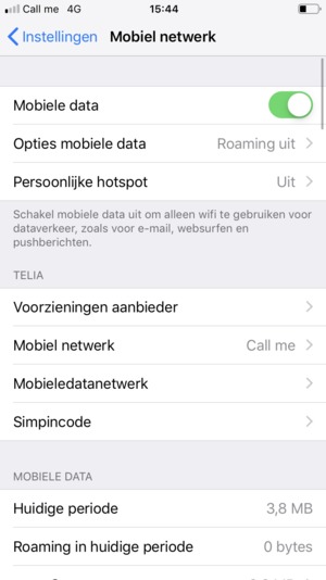 Selecteer Opties mobiele data