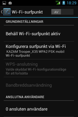 Välj Konfigurera surfpunkt via Wi-Fi