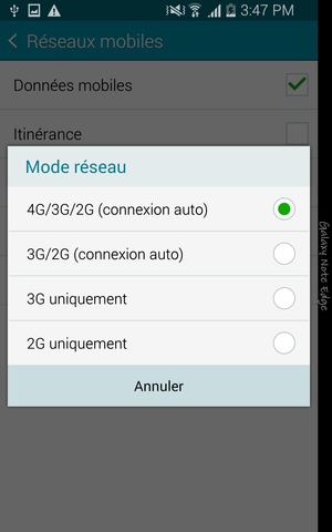 Sélectionnez 3G/2G (connexion auto) pour activer la 3G et 4G/3G/2G (connexion auto) pour activer la 4G