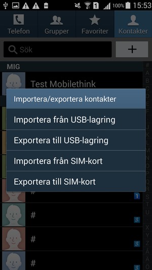 Välj Importera från SIM-kort