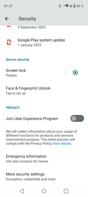 To change the PIN for the SIM card, go to the Security menu and  select More security settings