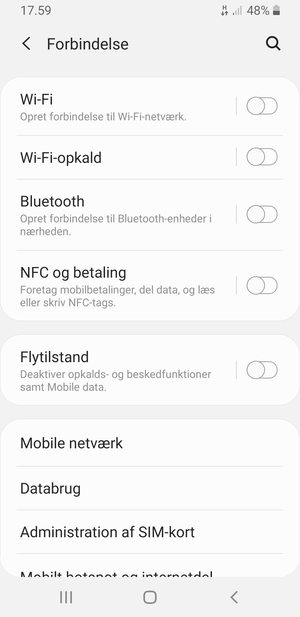 Scroll til og vælg Mobile netværk