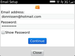 Enter your Hotmail information and select Continue