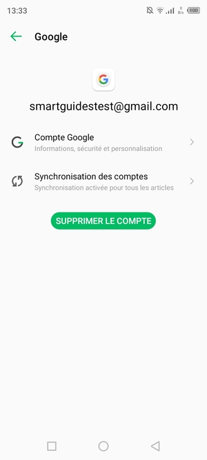 Sélectionnez Synchronisation des comptes