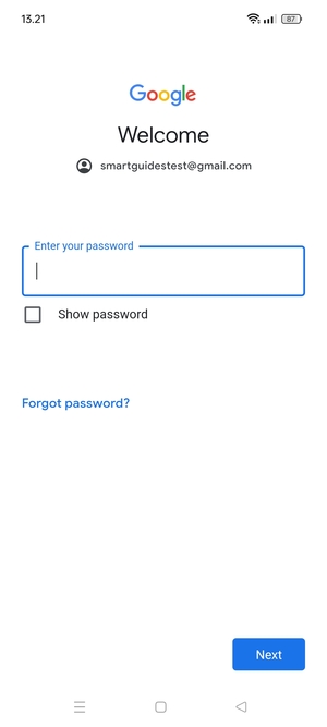 Enter your password and select Next