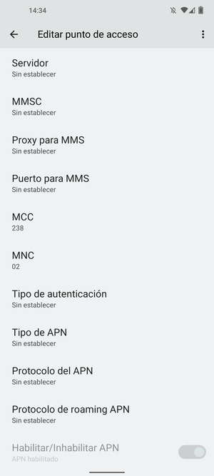 Desplácese hacia abajo e introduzca la información MMS