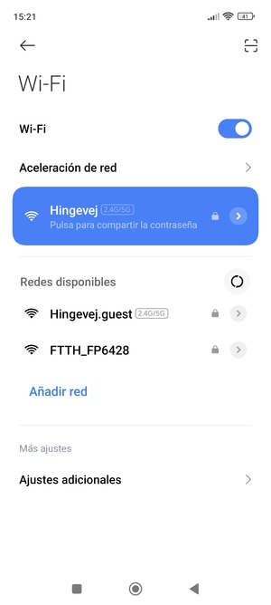 Ahora está conectado a la red Wi-Fi