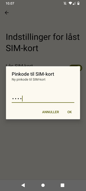 Indtast din Nye pinkode til SIM-kort og vælg OK