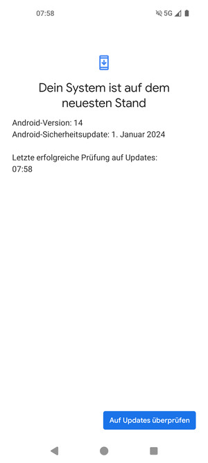 Falls Ihr Handy aktualisiert ist, wird Ihnen der folgende Bildschirm angezeigt