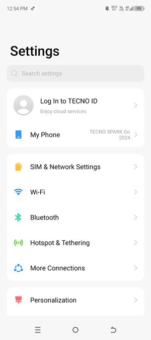 Select SIM & Network Settings