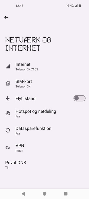 Vælg Hotspot og netdeling