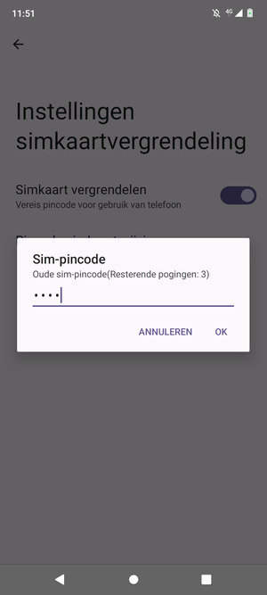 Voer Oude SIM-pincode in en selecteer OK