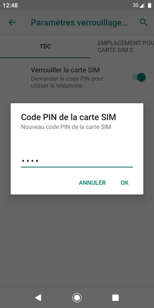 Saisissez votre Nouveau code PIN de la carte SIM et sélectionnez OK