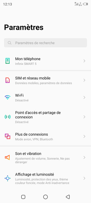 Sélectionnez Point d'accès et partage de connexion